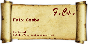Faix Csaba névjegykártya